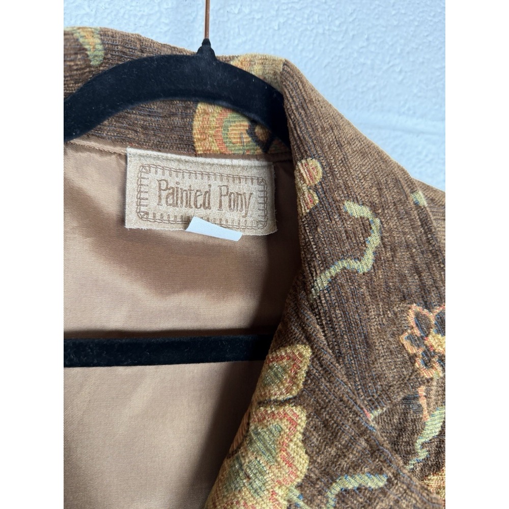 Vtg Painted Pony Floral Tapestry Cropped Jacket M Cottagecore USA 90s - Picture 5 of 8